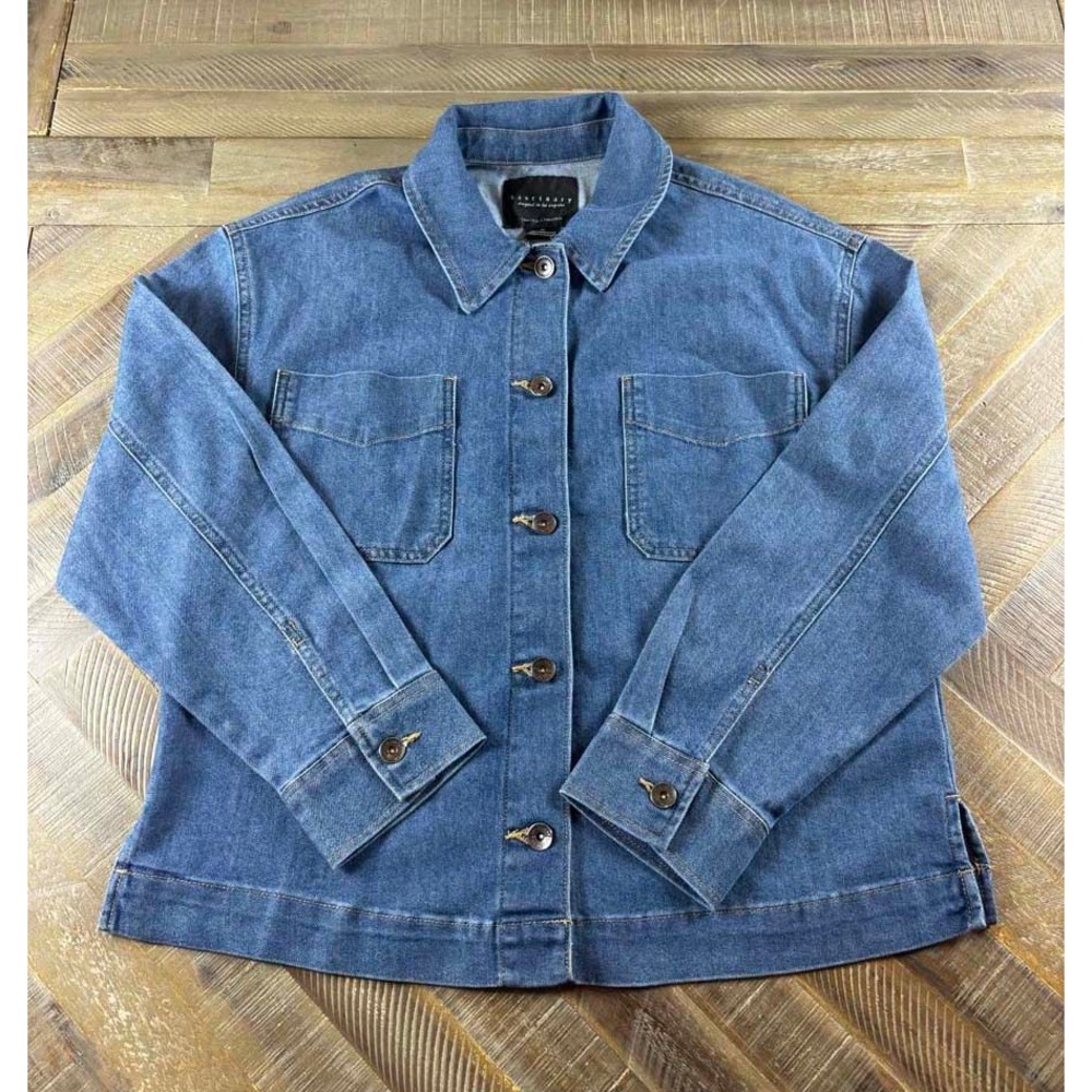 Sanctuary Womens Blue Denim Shirt Jacket Medium Wash Shacket Medium NEW